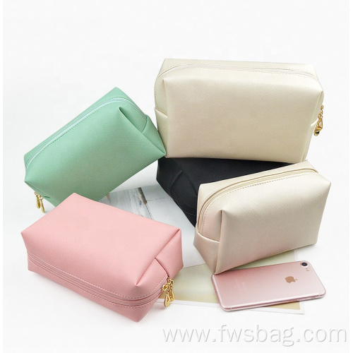 Custom Logo High Quality PU Leather Makeup Bags Women Girls Fashion Travel Wash Cosmetic Bag With Zipper